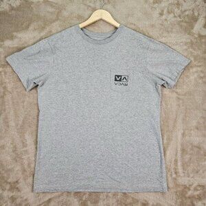 RVCA Industrial Tee Gray T-Shirt Pocket Logo Short Sleeve Casual Outdoor Mens L